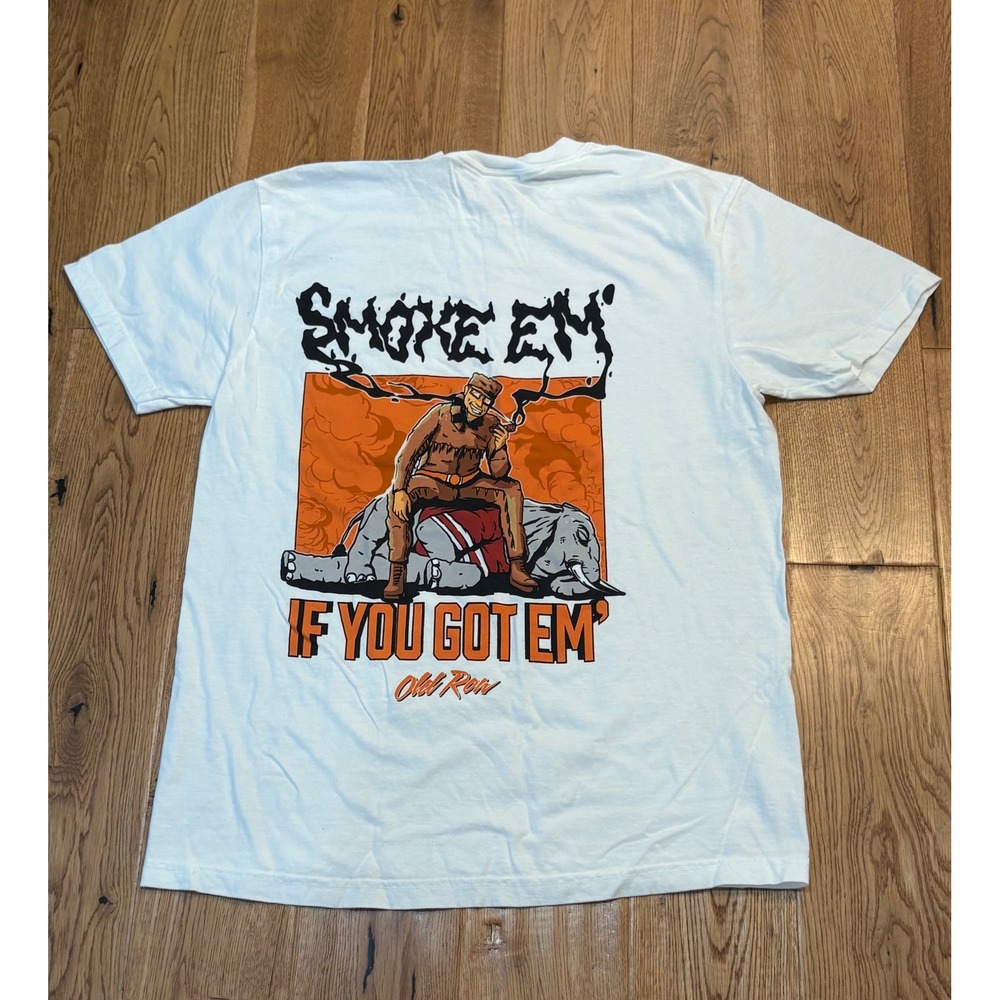 Old Row Comfort Colors Smoke Em If You Got Em Graphic Pocket T-Shirt White M - Picture 5 of 5